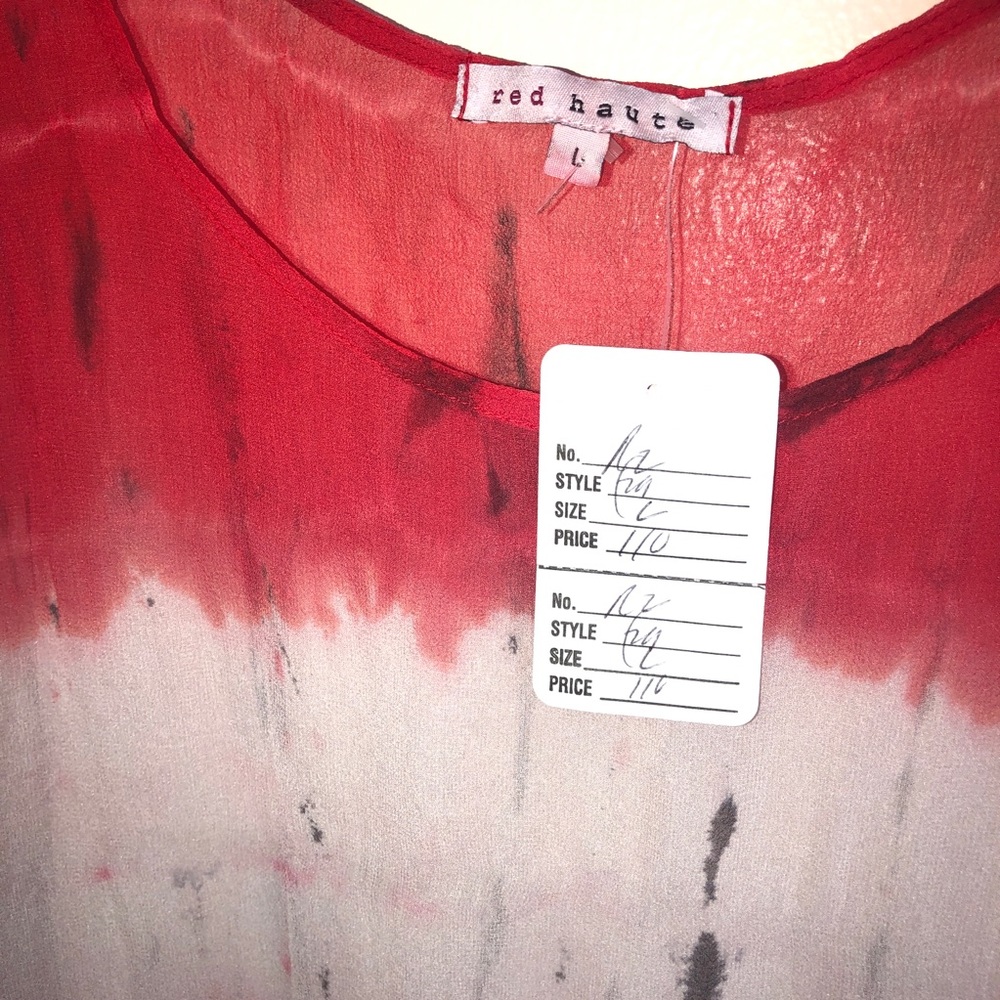 Red Haute silk top flowy NEW